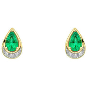 elements-gold-teardrop-emerald-and-diamond-9ct-gold-earrings---green-35461089