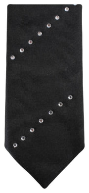 Knightsbridge Neckwear Diagonal Diamante Skinny Tie - Black/Silver