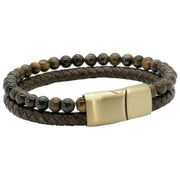 david-van-hagen-bead-and-leather-bracelet---brown-34515505
