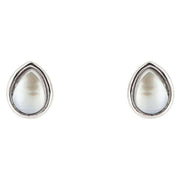 Beginnings June Semi-Precious Birthstone Earrings - Silver/Pearl