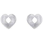 Beginnings Ridged Heart Stud Earrings - Silver