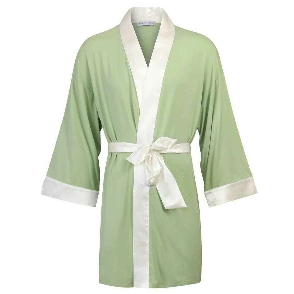 Bown of London Hestia Lightweight Short Dressing Gown - Green Bown of London Hestia Lightweight Short Dressing Gown - Green