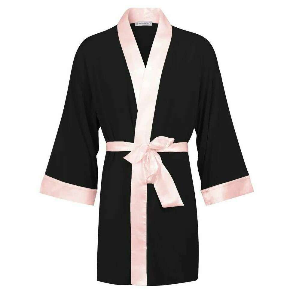 Bown of London Persephone Lightweight Short Dressing Gown - Black Bown of London Persephone Lightweight Short Dressing Gown - Black