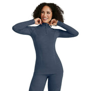 Falke Long Sleeve Zip Wool Tech Shirt - Capitain Blue