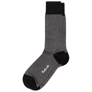 Pantherella Linley 2 Colour Stripe Cotton Lisle Socks - Black/Beige
