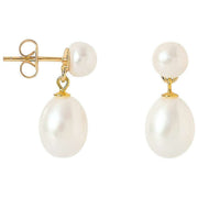Pearls of the Orient Hanging Pearl Stud Earrings - White/Silver