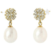 Pearls of the Orient Snowflake Pearl Drop Earrings - Gold/White