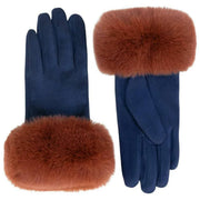Powder Bettina Faux Suede Gloves - Navy