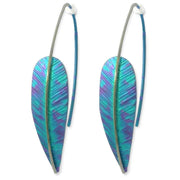 Ti2 Titanium Fletching Drops Earrings - Kingfisher Blue