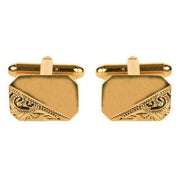 David Van Hagen Engraved Cufflinks - Gold