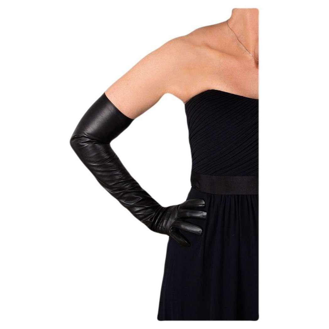 Dents Polly Long Leather Gloves - Black Dents Polly Long Leather Gloves - Black