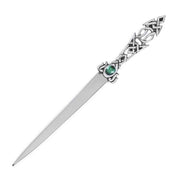 Orton West Green Stone Celtic Letter Opener - Silver