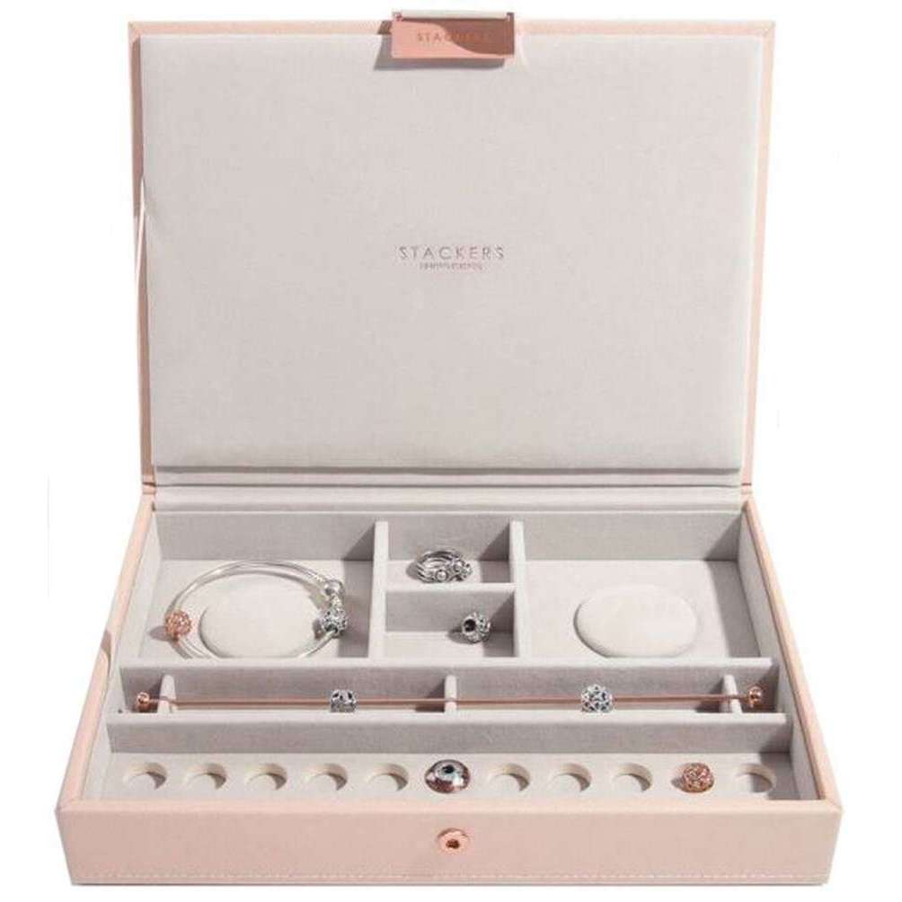 Blush Pink/Grey Womens Stackers Classic Charm Lidded Jewellery Box