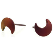 Ti2 Titanium Moon Stud Earrings - Coffee Brown