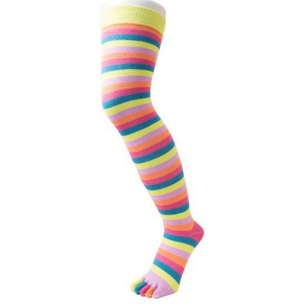 Womens Black/White TOETOE Striped Over The Knee Toe Socks – us.kjbeckett