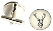 Bassin and Brown Stags Head Cufflinks - White/black
