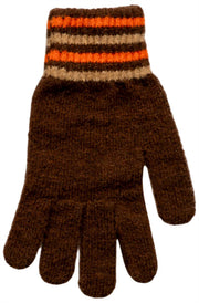 Dents Knitted Stripe Cuff Gloves - Chocolate Brown