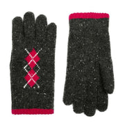 dents-argyle-marl-yarn-knitted-gloves---charcoalfuchsia-pink-34478097