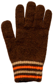 Dents Knitted Stripe Cuff Gloves - Chocolate Brown
