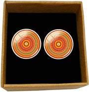 Bassin and Brown Bohemian Swirl Cufflinks - Orange/Red/Green