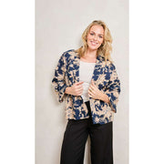 Elie Beaumont Serendipity Short Kimono - Midnight Blossom Blue