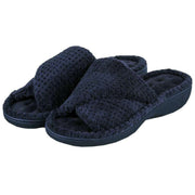isotoner-popcorn-turnover-open-toe-slippers---navy-34523104