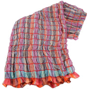 Bassin and Brown Arboretum Metalic Check Silk Scarf  - Pink/Turquoise/Beige