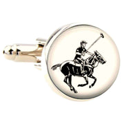 Bassin and Brown Round Horse Polo Cufflinks - White/Black