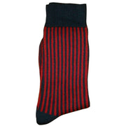 Bassin and Brown Vertical Stripe Midcalf Socks - Navy/Red