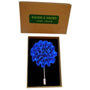Bassin and Brown Flower Jacket Lapel Pin - Blue