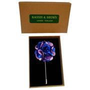 Bassin and Brown Floral Lapel Pin - Blue/Lilac