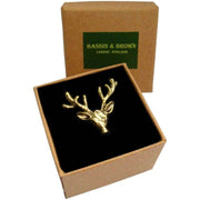 Bassin and Brown Stag Lapel Pin - Vintage Bronze