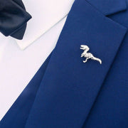 Bassin and Brown Dinosaur Lapel Pin - Silver