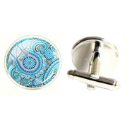 Bassin and Brown Paisley Cufflinks - Aqua Blue