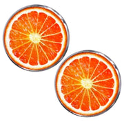 Bassin and Brown Sliced Orange Fruit Cufflinks - Orange