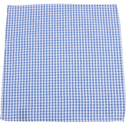 Knightsbridge Neckwear Gingham Checked Cotton Pocket Square - Blue/White