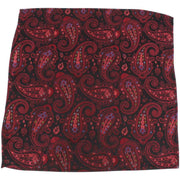Knightsbridge Neckwear Paisley Silk Pocket Square - Black/Wine