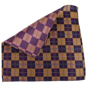 Knightsbridge Neckwear Checked Silk Pocket Square - Navy/Gold