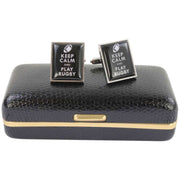 Zennor Keep Calm and Play Rugby Cufflinks - Black