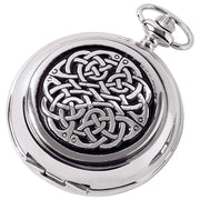 Woodford Never Ending Knot Chrome Plated Double Full Hunter Skeleton Pocket Watch - Silver/Black
