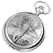 Woodford Monarch of the Glen Chrome Plated Full Hunter Quartz Pocket Watch - Silver