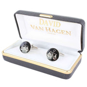 David Van Hagen Scales of Justice Cufflinks - Black/Silver
