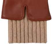 Dents Tamara Knitted Cuff Leather Gloves - Cognac Tan/Camel Tan