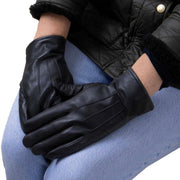 isotoner-smartouch™-three-point-leather-gloves---black-34518340