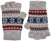 Dents Abstract Half Finger Knitted Gloves - Dove Grey