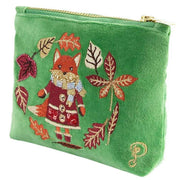 powder-embroidered-cosy-fox-velvet-mini-pouch---fern-green-34477281