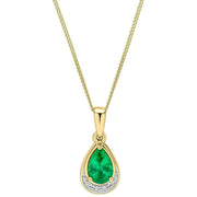elements-gold-teardrop-emerald-and-diamond-9ct-gold-pendant---green-35461086