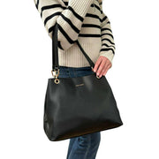 david-jones-twin-handle-multi-pocket-shoulder-bag---black-34510928