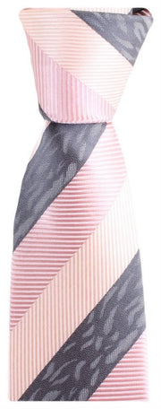 Knightsbridge Neckwear Multi Textured Regular Polyester Tie - Pink/Grey