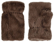 Dents Fingerless Faux Fur Mittens - Mocca Brown